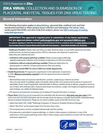 Collection and Submission of Fetal Tissues for Zika Virus Testing