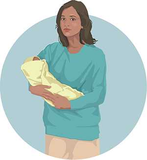 Woman holding a newborn baby