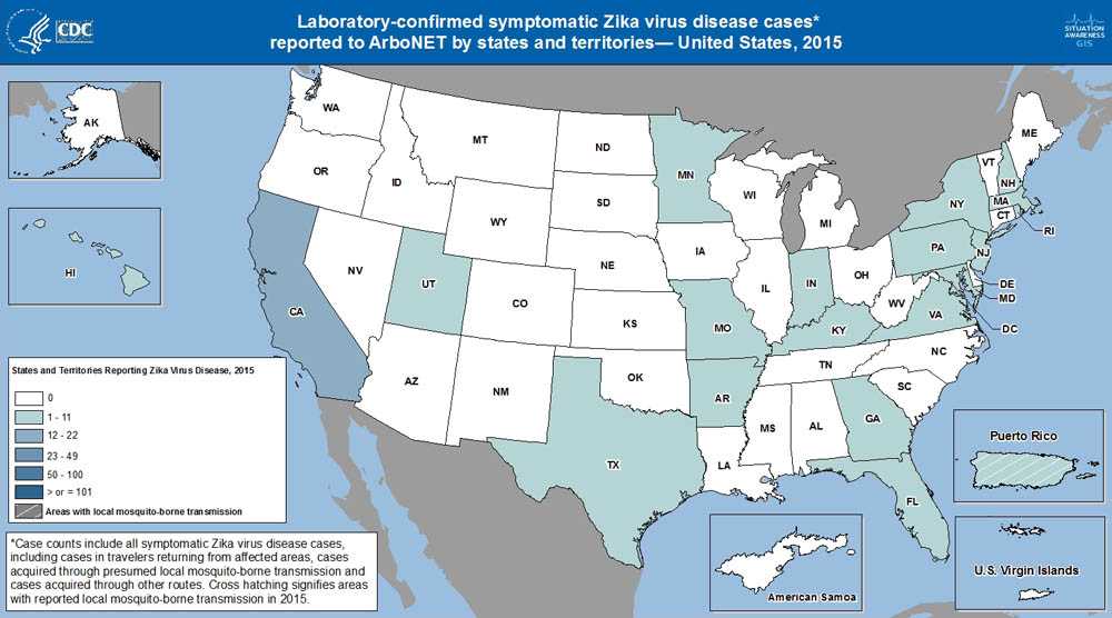 ARBONET Zika Travel Local Cases Map 2015