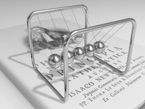 an animated gif of a newton's cradle