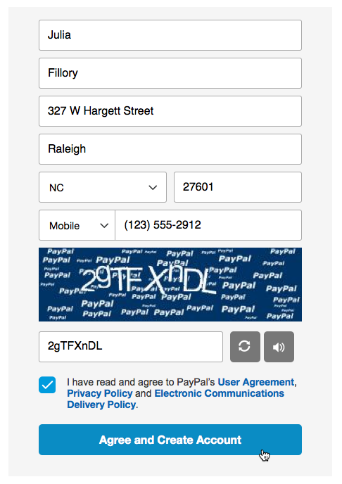 entering address information