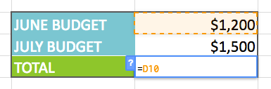 Typing a cell address