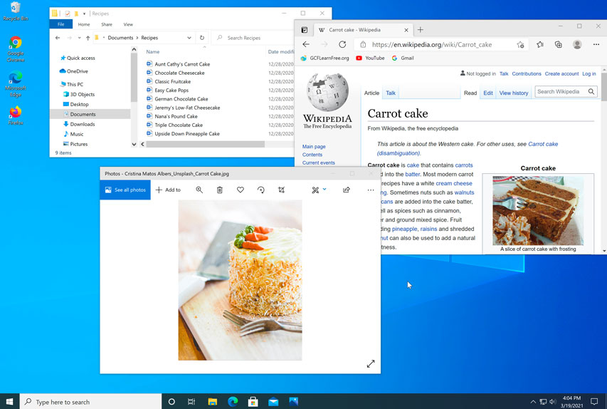 Windows 10 desktop interface
