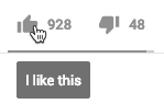 screenshot of YouTube "like" and "dislike" buttons