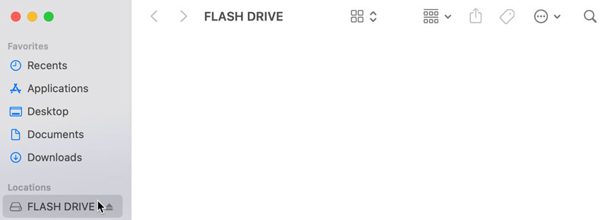 USB flash drive connected to a Mac
