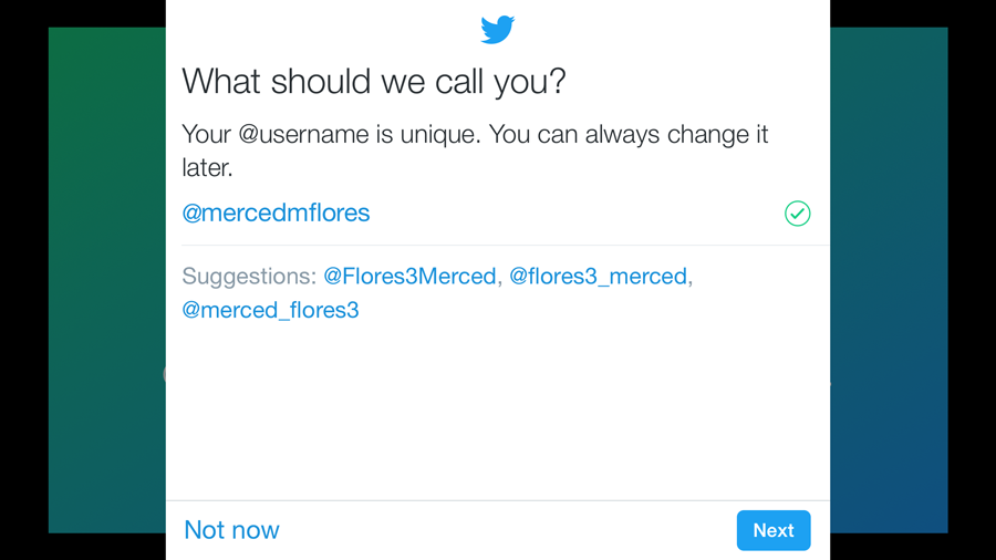 choosing a twitter username