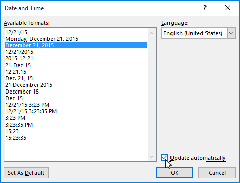 Selecting a date option