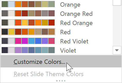 selecting Customize Colors