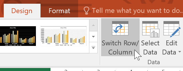 clicking the Switch Row/Column command