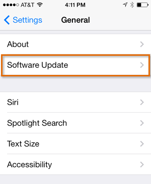 Software Update in Settings app