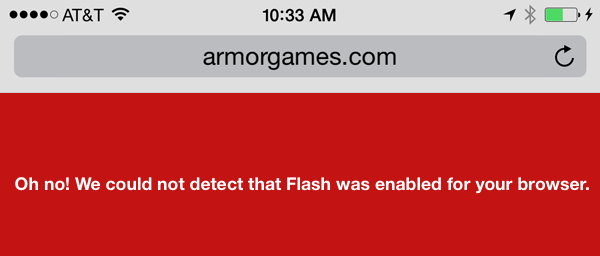 flash disabled on iOS Safari