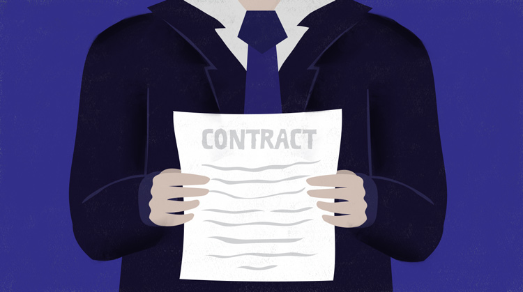 Person holding a contract