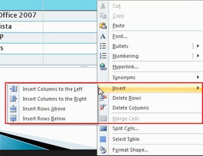 Right-Click Menu to Delete/Add Columns and Rows