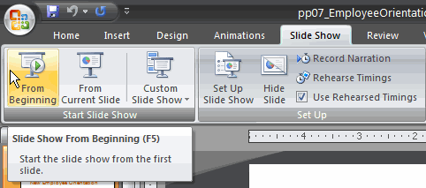 Start Slide Show From Beginning