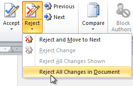 Rejecting all changes