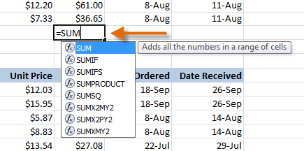 Creating a SUM function