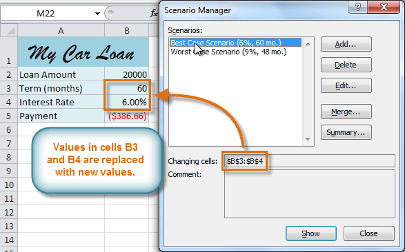 Selecting a scenario