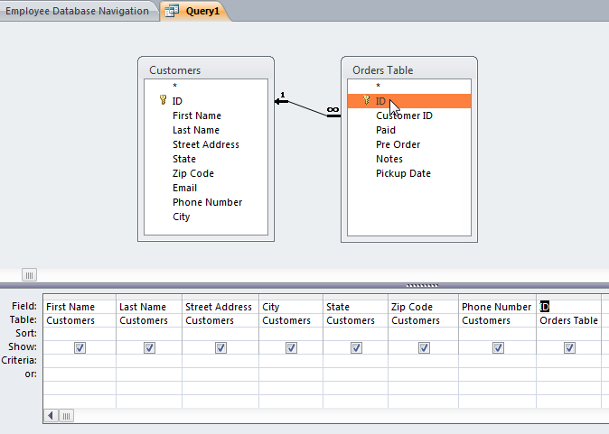 Adding table fields to the query