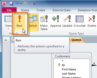 Selecting the Run command 