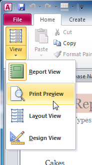 Switching to Print Preview view
