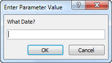 A prompt in a parameter query