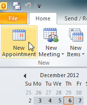 Screenshot of Microsoft Outlook 2010