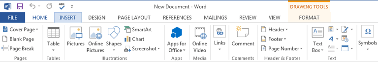 Screenshot of Word 2013