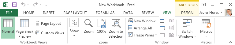 Screenshot of Excel 2013