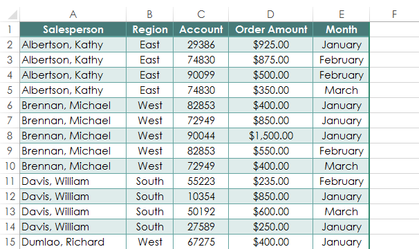 Screenshot of Excel 2013