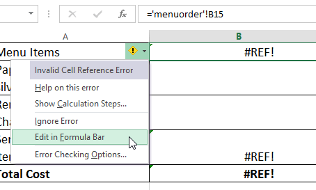 Screenshot of Excel 2013