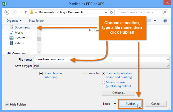 Screenshot of Excel 2013