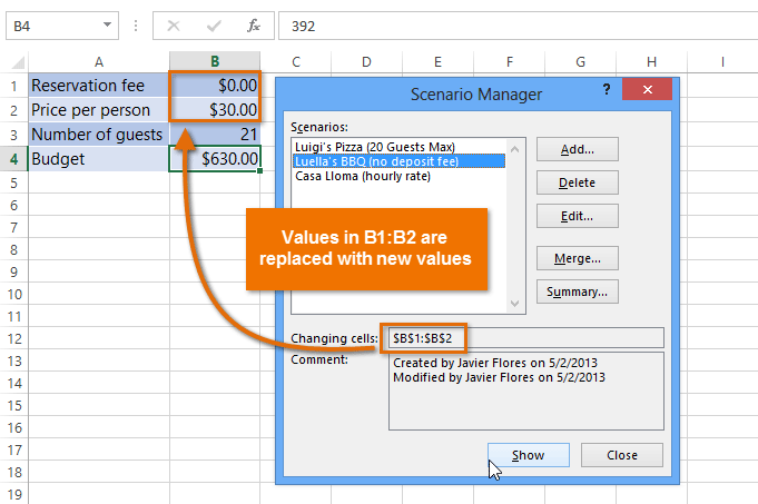 Screenshot of Excel 2013