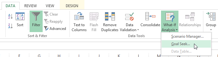 Screenshot of Excel 2013