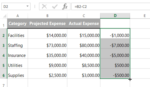 screenshot of excel 2013