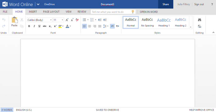 Screenshot of Office Online