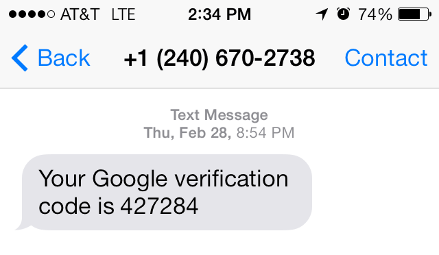 a verification code on a cell phone