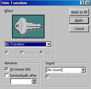 Slide Transition dialog box