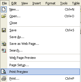 Opening a Print Preview via the File menu
