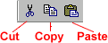 Cut, Copy, and Paste buttons on toolbar