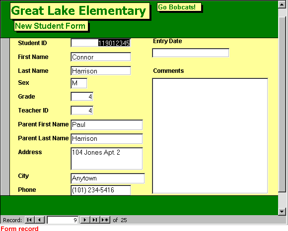 new student form