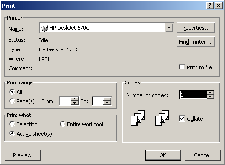 Print Dialog Box