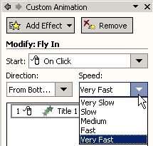 Choosing very fast as speed of effects