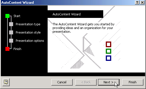 First AutoCentent dialog box