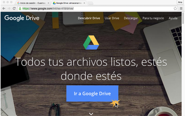 Imagen ejemplo del botón Ir a Google Drive.