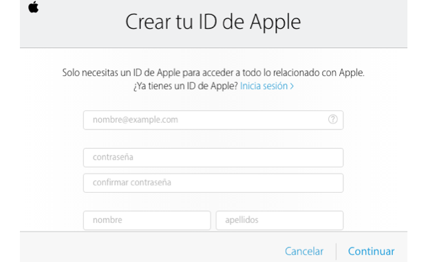 Imagen ejemplo del paso 3 de cómo crear una cuenta de iCloud.