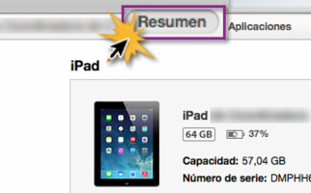 iTunes - Botón Resumen