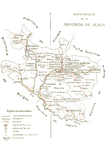 MAPA-CROQUIS
DE LA
PROVINCIA DE ÁLAVA
SITUACIÓN DE LOS LUGARES QUE SE CITAN EN ESTA OBRA