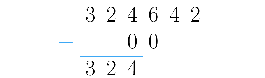 Como el divisor es más grande que el dividendo, está cero veces y sobra todo.