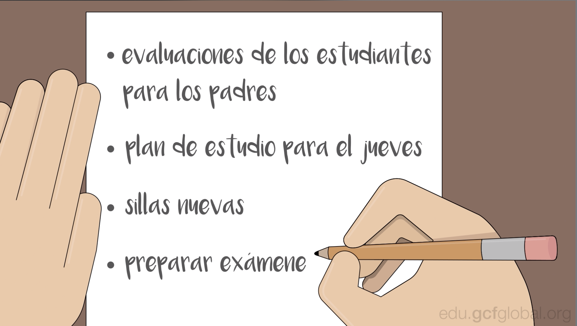 Crea una lista de tareas para no sentirte estresado por la cantidad de proyectos.