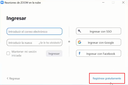 Vínculo registrarse Zoom